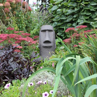 Image showing  28 in. Easter Island Head Decorative Garden Statue, Resin, Lightweight, Granite
