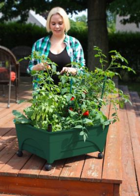 Image showing  City Picker Raised Bed Garden Grow Box, 21 in. x 25 in. x 10 in., Self-Watering and Improved Aeration, Hunter Green