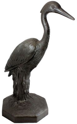 Emsco 31 in. Great Heron Decorative Statue, Resin, Lightweight, Bronze, 92200-1