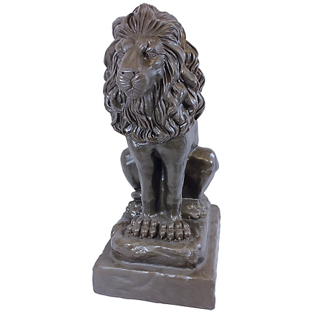 Emsco 28 in. Guardian Lion Decorative Statue, Plastic Resin, Lightweight, Bronze, 92210-1