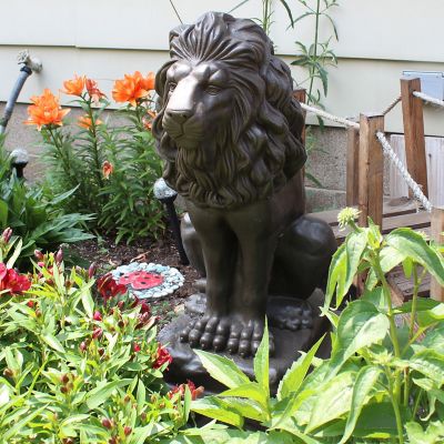 Image showing  28 in. Guardian Lion Decorative Statue, Plastic Resin, Lightweight, Bronze, 92210-1
