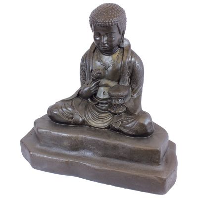 Emsco 24 in. Meditating Buddha Decorative Statue, Resin, Lightweight, Bronze, 92220-1