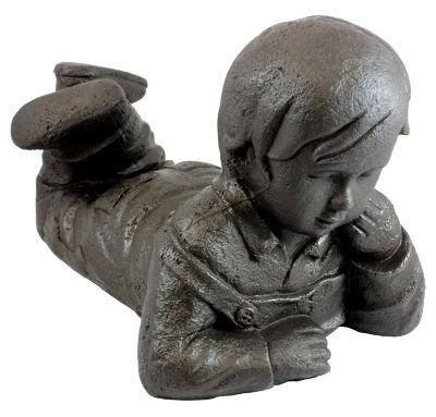Emsco 16 in. Boy Day Dreaming Decorative Statue, Resin, Lightweight, Bronze, 92246-1