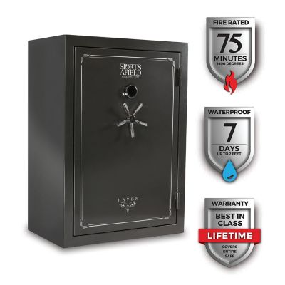 Sports Afield Haven 48 Long Gun + 8 Handgun, E-Lock, 75 Min. Fire Rating, Gun Safe, Metal Gray Metallic Finish