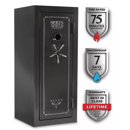 Sports Afield 24 long guns + 4 handguns 12.12 cu Haven Electronic Lock Gun Safe 75 min Fire rating metallic finish Gun Safes