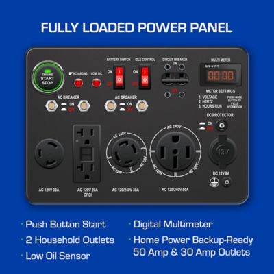 Image showing  13,000/10,500-Watt Dual-Fuel Portable Home Power Backup Generator, 500cc, Electric Start Hybrid