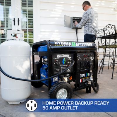 Image showing 5 th DuroMax 13,000/10,500-Watt Dual-Fuel Portable Home Power Backup Generator, 500cc, Electric Start Hybrid