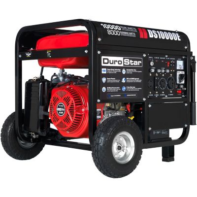 DuroStar 8,000 Watt Dual-Fuel 18 HP Electric Start Portable Generator, 50 State, 29 in. x 30 in. x 26 in. I do recommend having a friend help or have a dolly to set the generator on while installing the the wheel kit