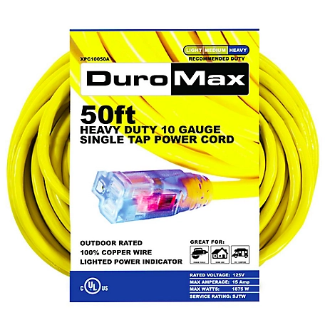 DuroMax XPC10050A 50' 10 Gauge Single Tap Extension Power Cord
