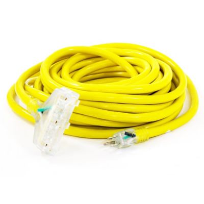 Image showing  25 ft. 12 Gauge Triple Tap 100% Copper SJTW Heavy-Duty Lit Extension Power Cord