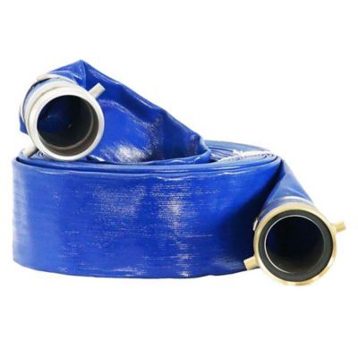 DuroMax Pin Lug Fittings PVC Lay Flat Water Pump Discharge Hose, 3 in. x 50 ft., Reinforcement Spiral Plies