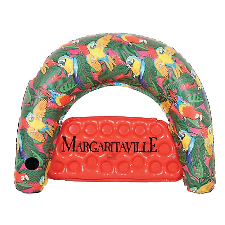 Margaritaville Inflatable Sit-n-Sip Chair Pool Float, Red, 36 in. x 56 in.