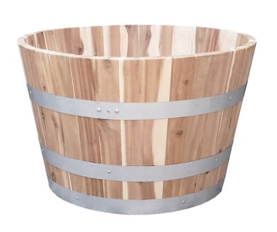 Real Wood Products 26 in. Wood Natural Half Barrel Planter