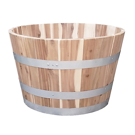 Real Wood Products Wood Natural Half Barrel Planter, 25 in.