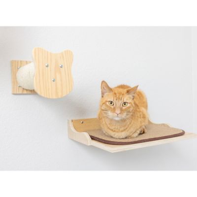 Image showing  Real Wood Cat Wall Tree with Condo, Step-Up, Scratching Post and Perch, 12 in.