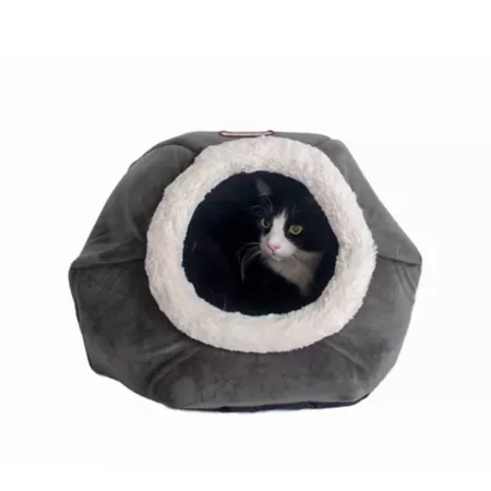 Armarkat Soft Cat Bed Gray Velvet Cat Hideaway Beds