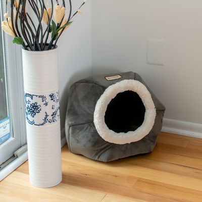 Image showing  Soft Velvet Cat Bed, Gray