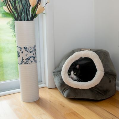 Image showing  Soft Velvet Cat Bed, Gray
