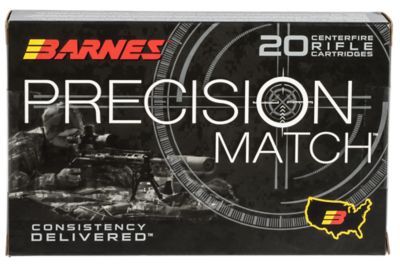 Barnes Bullets Precision Match .338 Lapua Magnum 300-Grain Open Tip Match Boat Tail Rifle Ammunition, 20 Rounds