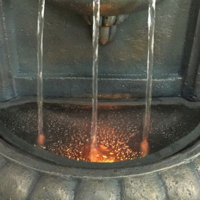 Image showing 5 th Peaktop 32.1 in. 2-Tier Outdoor Royal Lion Head Wall Fountain with LED Light