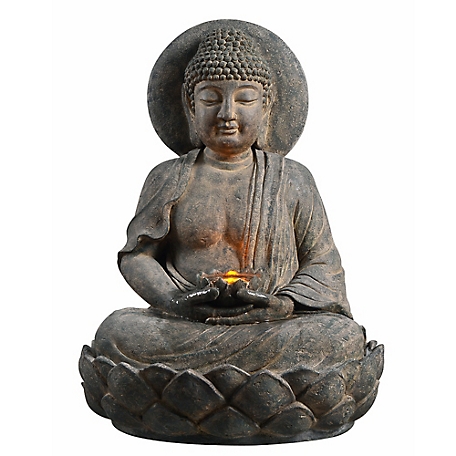 Peaktop Outdoor Buddha Zen Water Fountain with LED Light