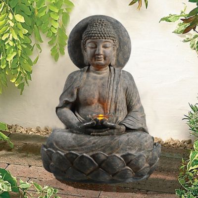 Image showing  Outdoor Buddha Zen Water Fountain with LED Light
