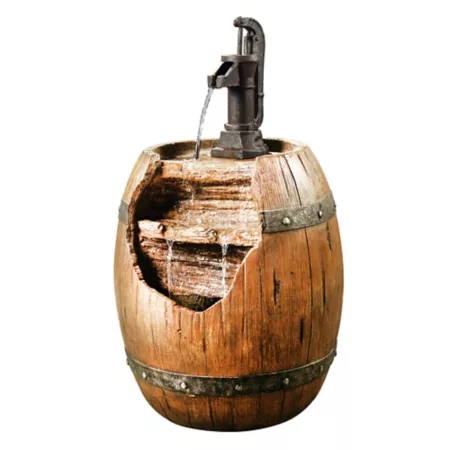 Peaktop 33.07 in 3-Tier Vintage Pump and Barrel Waterfall Outdoor Fountain Fountains