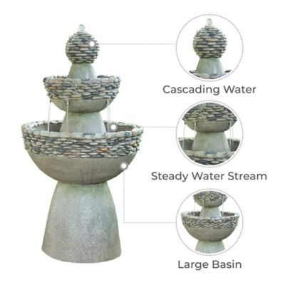 Image showing  Outdoor 3-Tier Garden Zen Waterfall Fountain