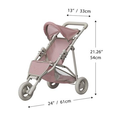 Image showing  Polka Dots Princess Baby Doll Jogging Stroller, 24 in. x 13 in. x 21.26 in.