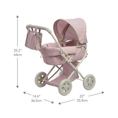 Image showing 5 th Olivia's Little World Polka Dots Princess Baby Doll Deluxe Stroller, 22 in. x 14.37 in. x 25.2 in.