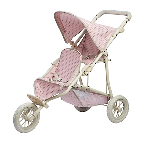 Olivia's Little World Polka Dots Princess Baby Doll Twin Jogging Stroller, 16.5 in. x 34.25 in. x 29.5 in.