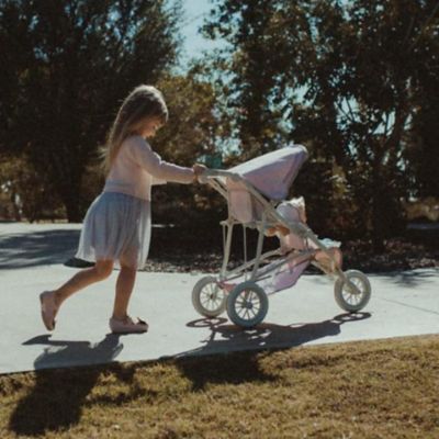 Image showing 6 th Olivia's Little World Polka Dots Princess Baby Doll Twin Jogging Stroller, 16.5 in. x 34.25 in. x 29.5 in.