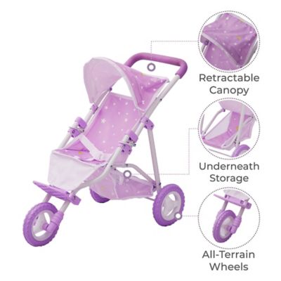 Image showing  Twinkle Stars Princess Baby Doll Jogging Stroller, 24 in. x 13 in. x 21.26 in.