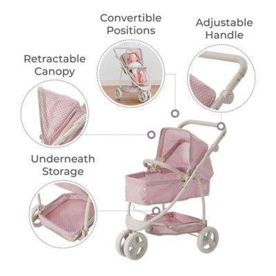 Image showing  Polka Dots Princess 2-in-1 Baby Doll Stroller
