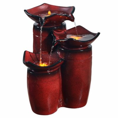 Peaktop Outdoor 3-Tier Glazed Pots Water Fountain