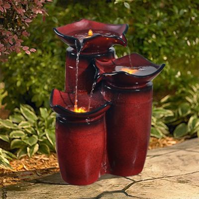 Image showing  Outdoor 3-Tier Glazed Pots Water Fountain
