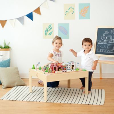Image showing  Preschool Play Lab Toys Country Train and Table Set, Wood, 85 pc.