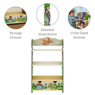Image showing  3-Shelf Dinosaur Kingdom Children's Bookshelf, For Ages 3+