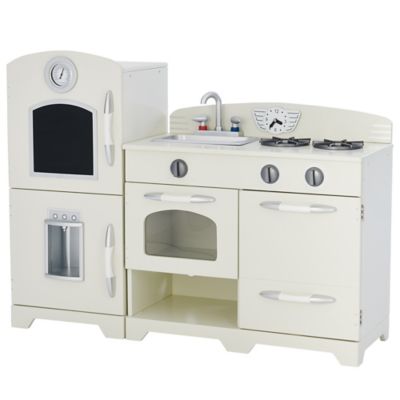 Teamson Kids 2 pc. Little Chef Fairfield Retro Play Kitchen, Off-White