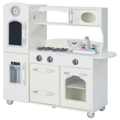 Teamson Kids Little Chef Westchester Retro Play Kitchen, Bright White