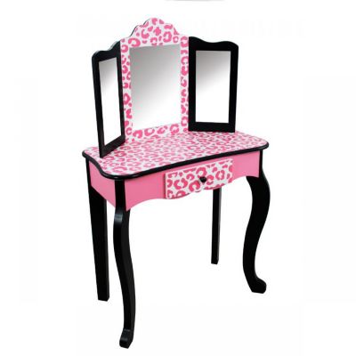 Image showing  Fashion Leopard Prints Gisele Play Vanity Set, Pink/Black, 100 lb. Capacity, For Ages 3+