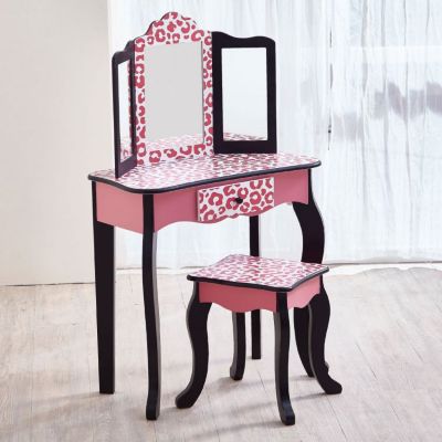 Image showing  Fashion Leopard Prints Gisele Play Vanity Set, Pink/Black, 100 lb. Capacity, For Ages 3+