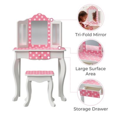 Image showing  Fashion Polka Dot Prints Gisele Play Vanity Set, Pink/White