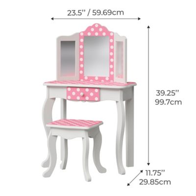 Image showing  Fashion Polka Dot Prints Gisele Play Vanity Set, Pink/White