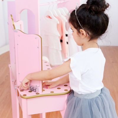 Image showing  Fashion Polka Dot Prints Gisele Play Vanity Set with LED Mirror Light, Pink