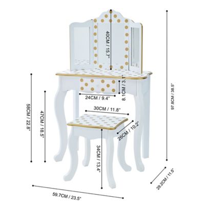 Image showing  Fashion Polka Dot Prints Gisele Play Vanity Set, White/Gold