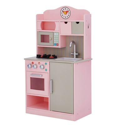 Teamson Kids Little Chef Florence Classic Small Play Kitchen, Pink/Gray