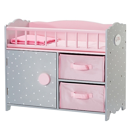 Olivia's Little World Polka Dots Princess Baby Doll Crib with Cabinet and Cubby