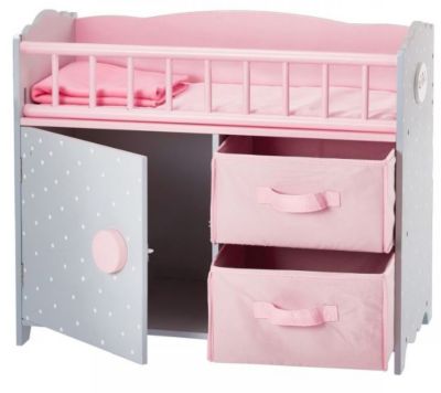 Image showing  Polka Dots Princess Baby Doll Crib with Cabinet and Cubby