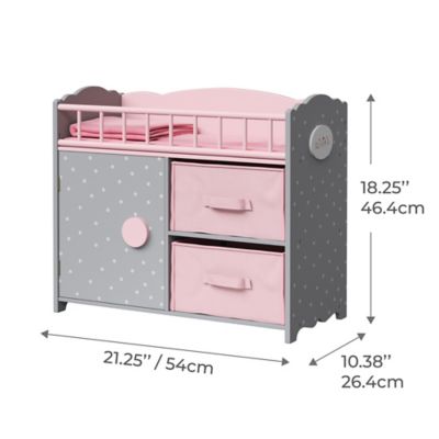 Image showing 5 th Olivia's Little World Polka Dots Princess Baby Doll Crib with Cabinet and Cubby